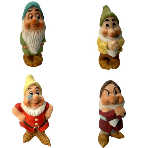 Vintage Disney Snow White Dwarfs Figurines Set of 4 Ceramic Korea 3” - Picture 1 of 7